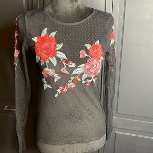 American Eagle mesh top with roses